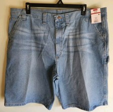 Wrangler Men's 44 Carpenter Denim Shorts 10" Inseam Light Wash Blue Jean 32124