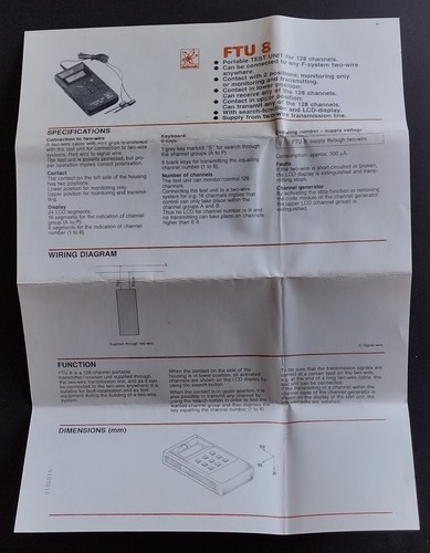 New! Electromatic FTU 8 DUPELINE 128 Test Unit Open Box. - Picture 9 of 9