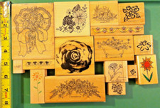 16x   WILD PLANTS FLOWERS   Rubber Wood Craft Stamps Get Well Thank You Holidays