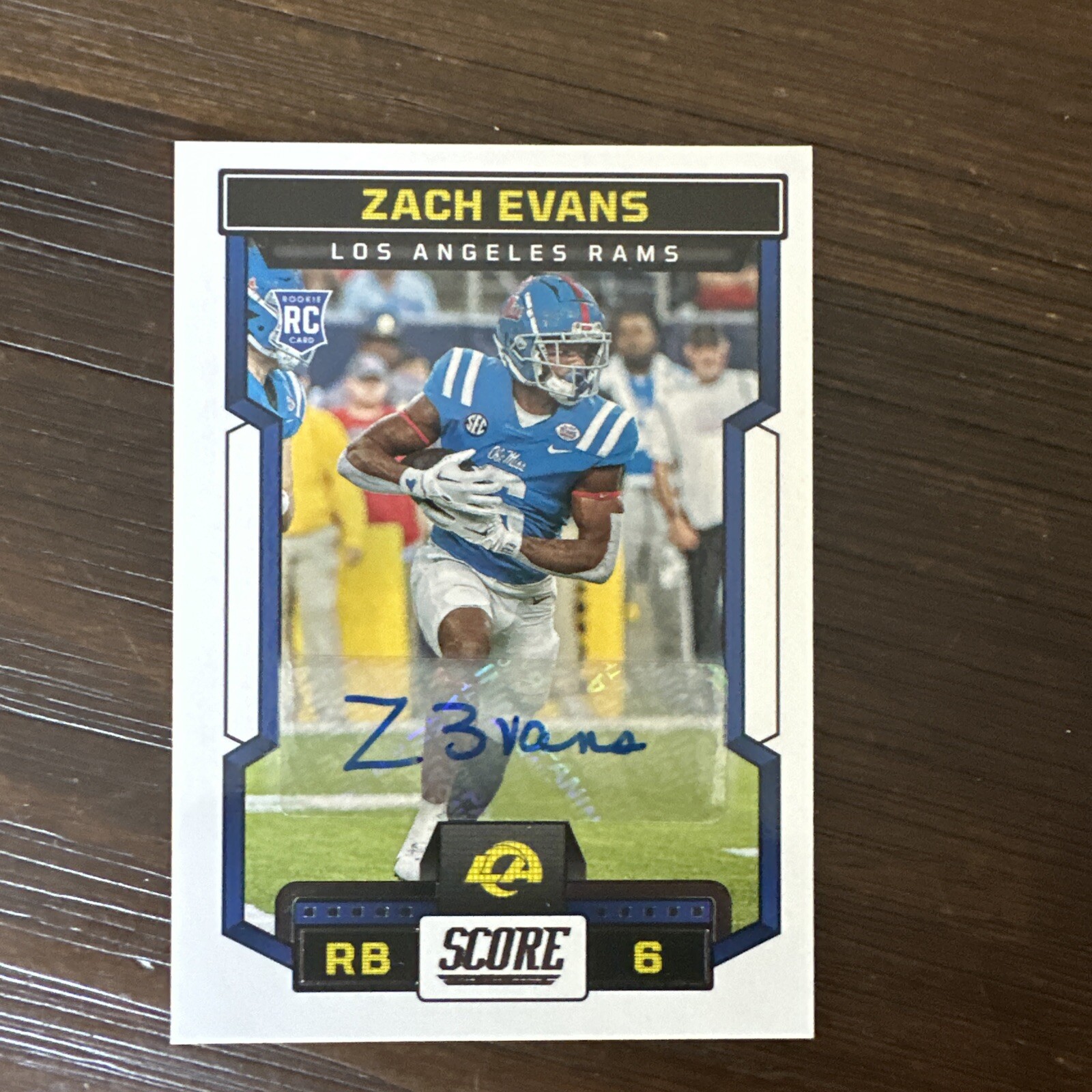 2023 Panini Score Football Zach Evans Rookie Signatures Auto #319