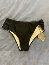Zaful Tankini Bikini Bottom Womens Sz 6 Medium Hipster Classic Black Lined silky
