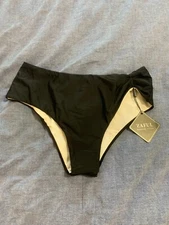 Zaful Tankini Bikini Bottom Womens Sz 6 Medium Hipster Classic Black Lined silky