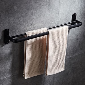 Schwarz 2 Armig Handtuchhalter Bad Wandmontage Handtuchhaken Tuchstange 60cm Ebay