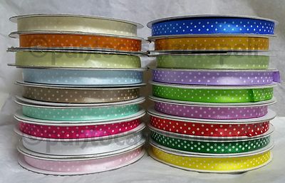 ETM Nastro Doppio Raso A Pois Lilla 10 Mm X 50 Metri - Perfetto Per Decorazioni, Confezioni Regalo E Fai Da Te