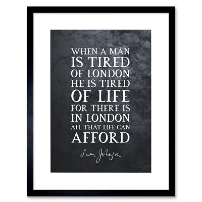 Schiefer Zitat Samuel Johnson London gerahmter Wandkunstdruck 9 x 7 Zoll