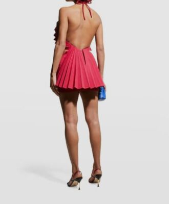 $2130 Raisa Vanessa Women's Pink Fan Cutout Halter Mini Dress Size FR38/US6  | eBay