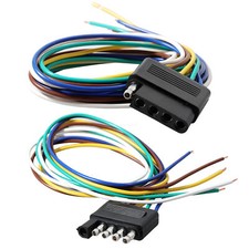 5 Pin Flat Trailer Light Wiring Harness Famale Male Connector Plug Socket Set