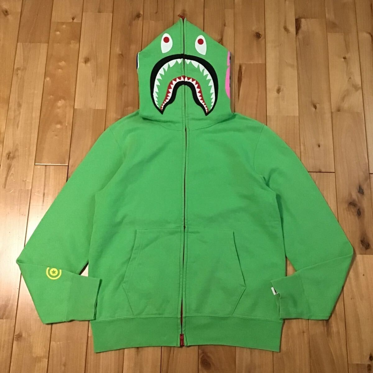 2010 BAPE Neon shark full zip hoodie a bathing ape NIGO Size
