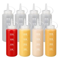8x Squeeze Sauce Bottles Clear Condiment Dispenser Ketchup Mayo 400ml