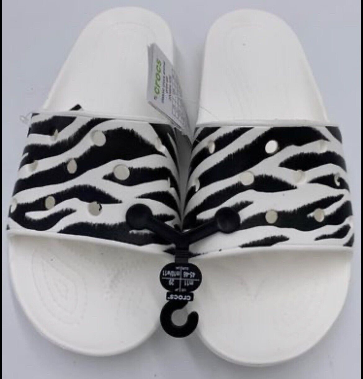 CROCS Slides Sandals Mens Size 11 Animal Print Zebra White | eBay