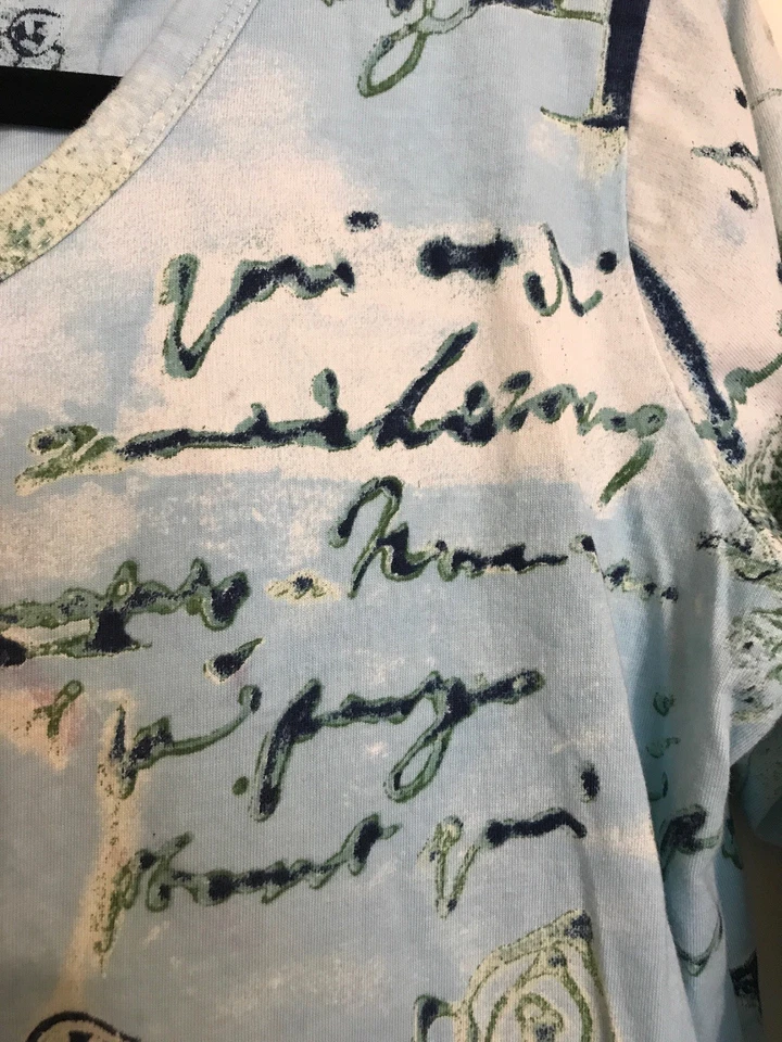 Camisa túnica para mujer SOMA pequeña azul artística floral estampado de pergamino yoga salón ¡SUAVE!! Foto 4 de 4