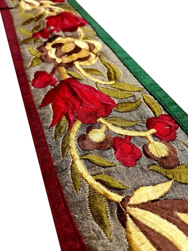 Vintage Saree Border India Decorative Trim Antique Embroidered Ribbon Silk Sari - Picture 4 of 8
