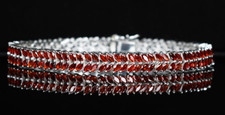 Garnet Double Row Bracelet Tennis Bracelet Women Gifts For Her Wedding Jewelry
