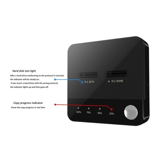 M.2 SATA M.2 NVMe Duplicator Office Storage Hard Drive Docking Station - Afbeelding 7 van 7
