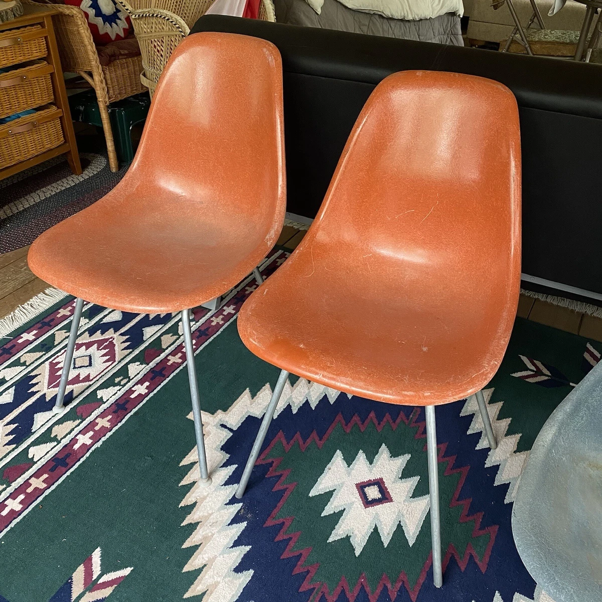Herman Miller Eames Fiberglass Side Chair Set of 2 Mid Century 70s