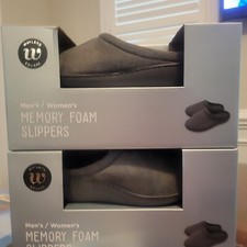 2 pairs of Wayland Square Men's Women's Memory Foam Slippers -
