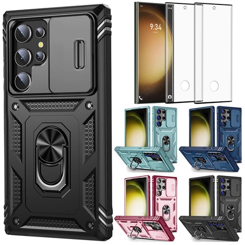 Für Samsung S23 Ultra 23 FE Hülle Kickstand Slide Kamera Cover / Displayschutz