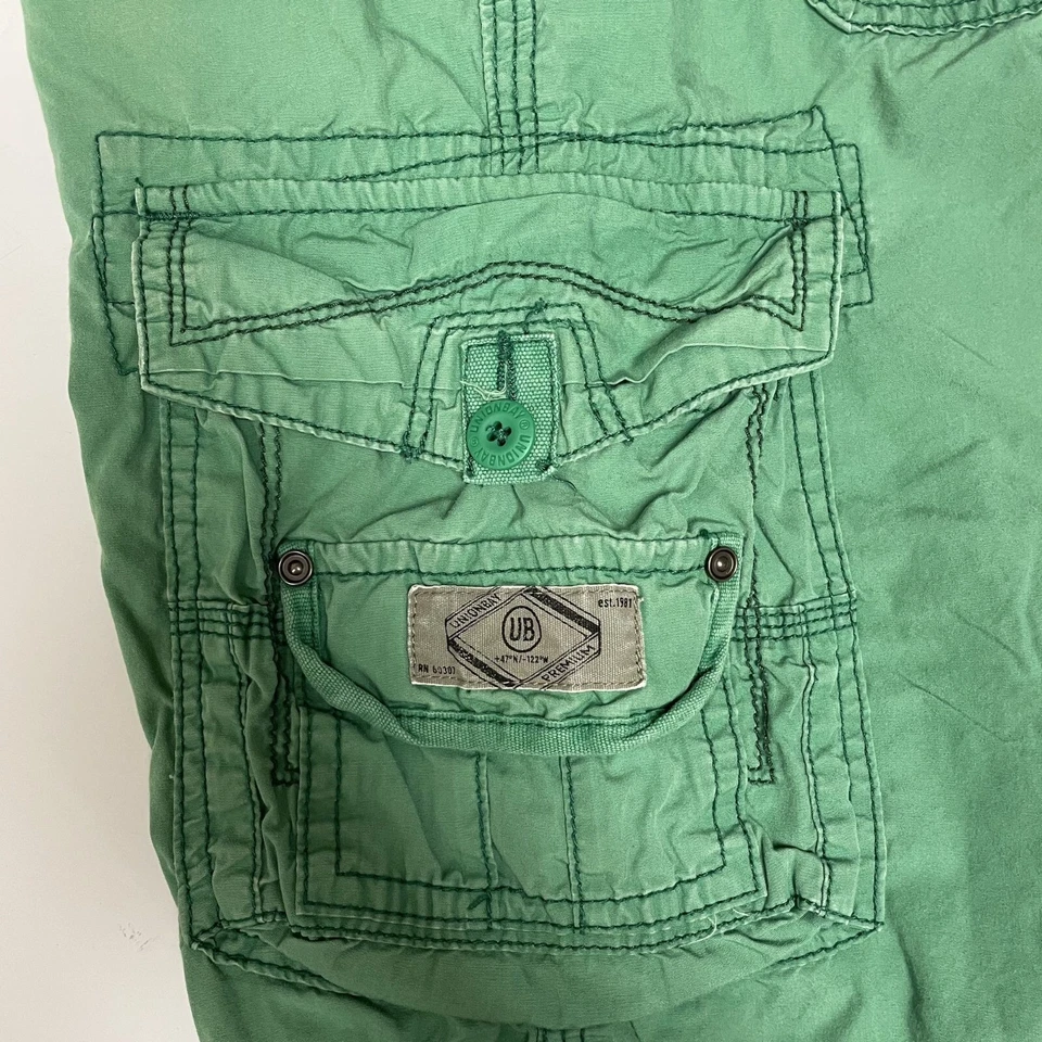复古 90 年代 Union Bay UB 男式分散绿色休闲卡戈口袋街头短裤 — 第 4/4 张图片