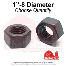1"-8 Grade 8 Finished Hex Nuts Plain Coarse Thread (Pick Quantity)