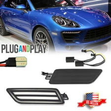 For Porsche Macan 2014-2024 LED Bumper Side Marker Lights Smoked Lens White Lamp