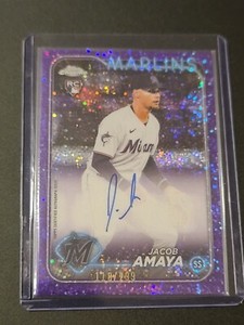 2024 Topps Chrome Jacob Amaya RC/Auto - Miami Marlins Purple Speckle/299 #RA-JAM