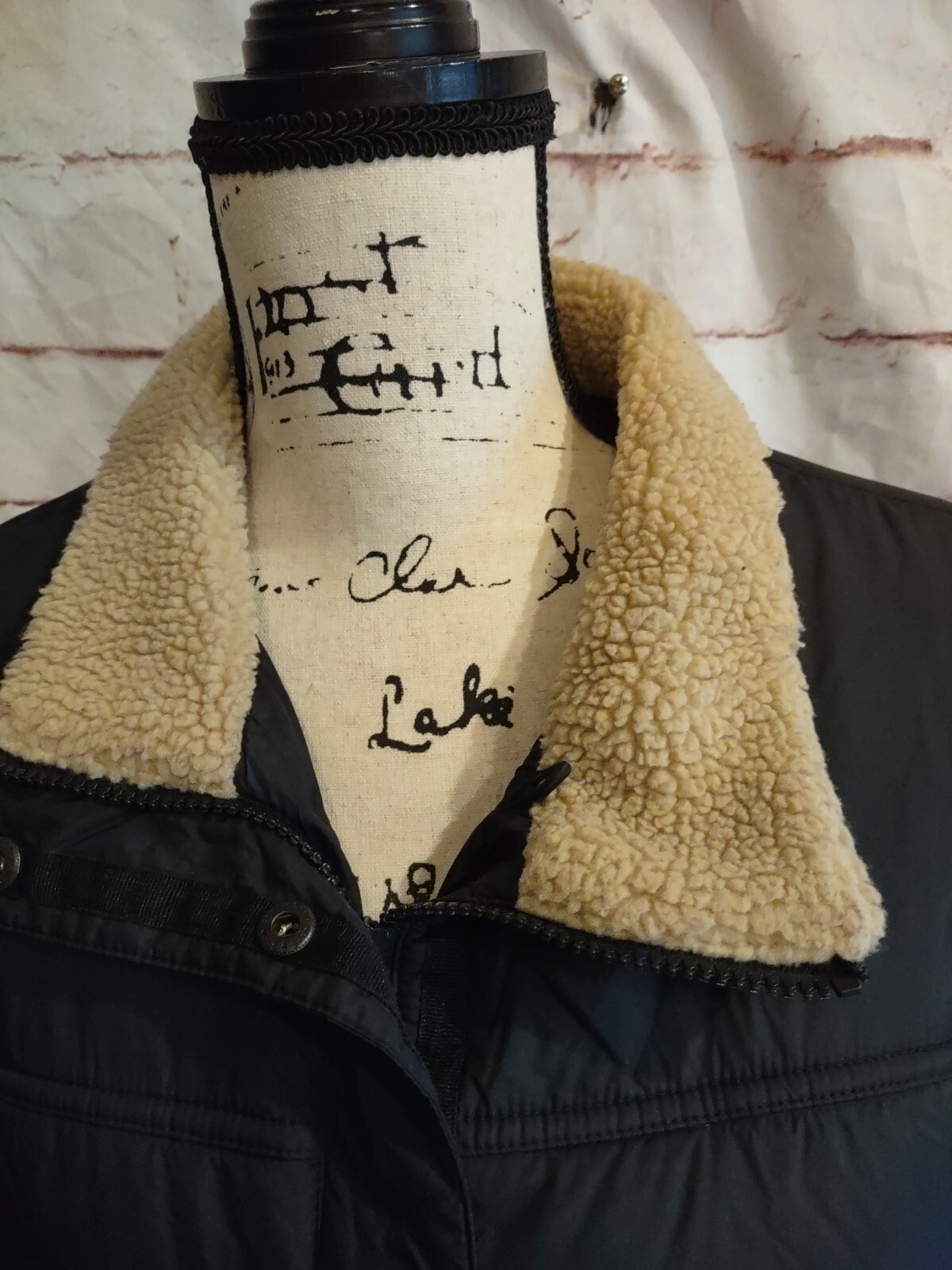 LANDS' END Women's 3X Sherpa Collar Quilted Insulated Black Puffer Barn