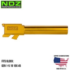 NDZ 4" Glock 19 19X 45 Gen 1-5 Barrel Match Grade Stainless Steel Gold PVD