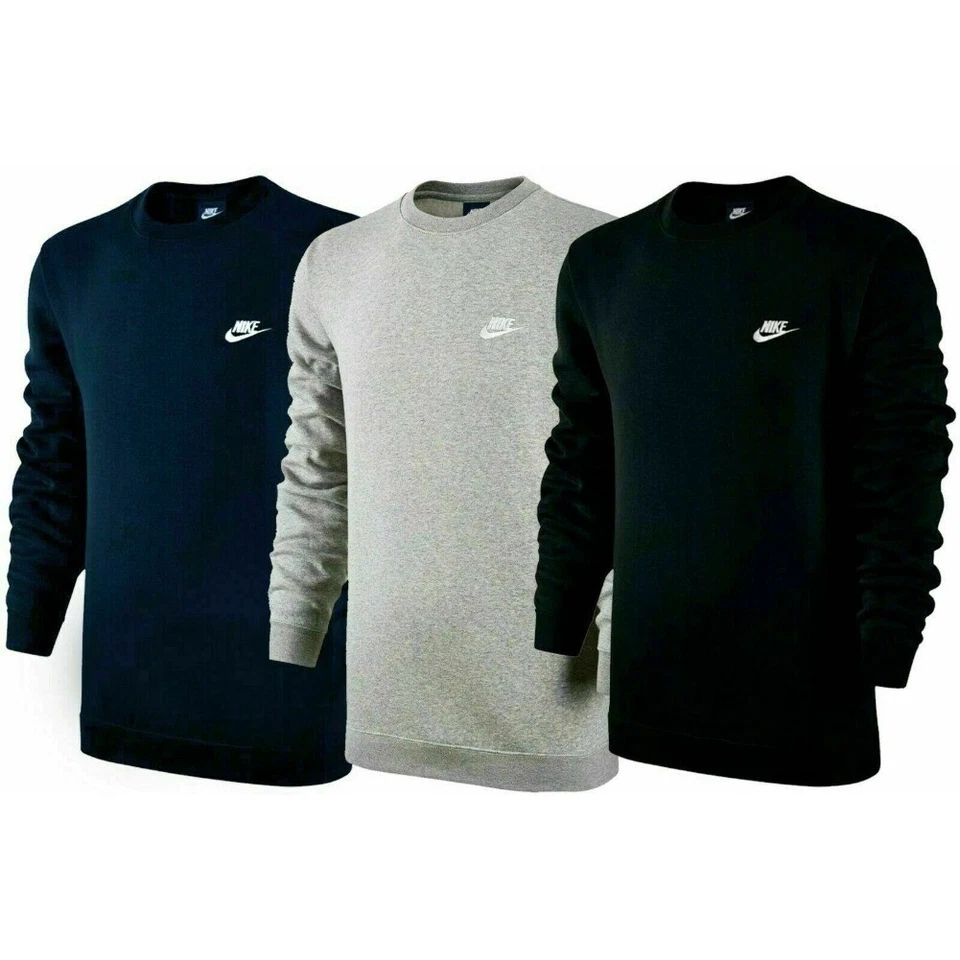 Nike Men's Sweatshirt Athletic Wear Embroidered Logo Club Crewneck Pullover