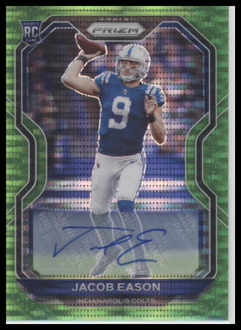 #331 Jacob Eason 2020 Panini Prizm Auto Rookie Prizm Neon Green Pulsar