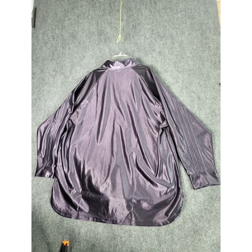 Adidas Satin Shirt Originals Women Sz S Aurora Black Button Down Top Trackwear - Picture 5 of 12