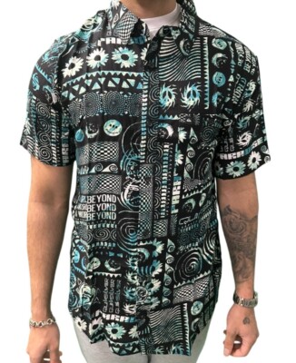 Herren Ex Quicksilver Kurzarm Hawaii Hemd Sommer Urlaub Strand Oberteil S-2XL