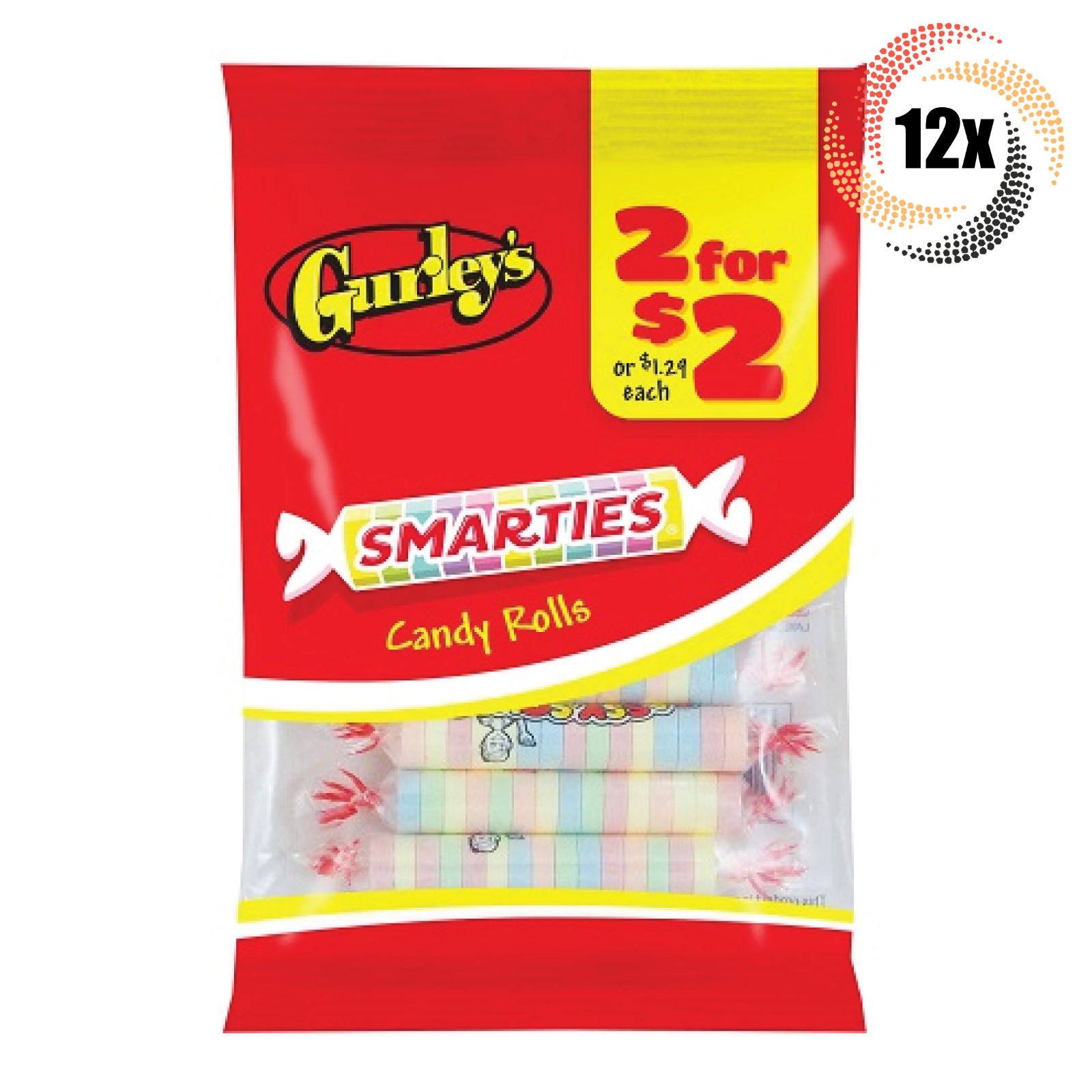 12 упаковок Gurleys Smarties Ассорти из карамельных рулонов |2,5 унции | Быстрая доставка