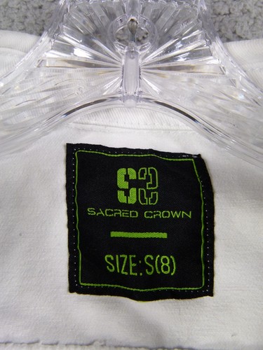 Sacred Crown Youth Small 8 White Coat Shirt w/ Graffiti & Travel Print - Picture 4 of 5