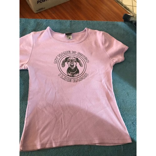 DOGGIE T-SHIRT Pink Graphic MY NAME IS BINGO