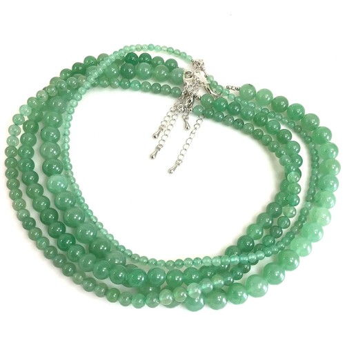 Collar con cuentas de piedras preciosas hecho a mano joyería redondo suave con broche de langosta plateada - Imagen 38 de 241