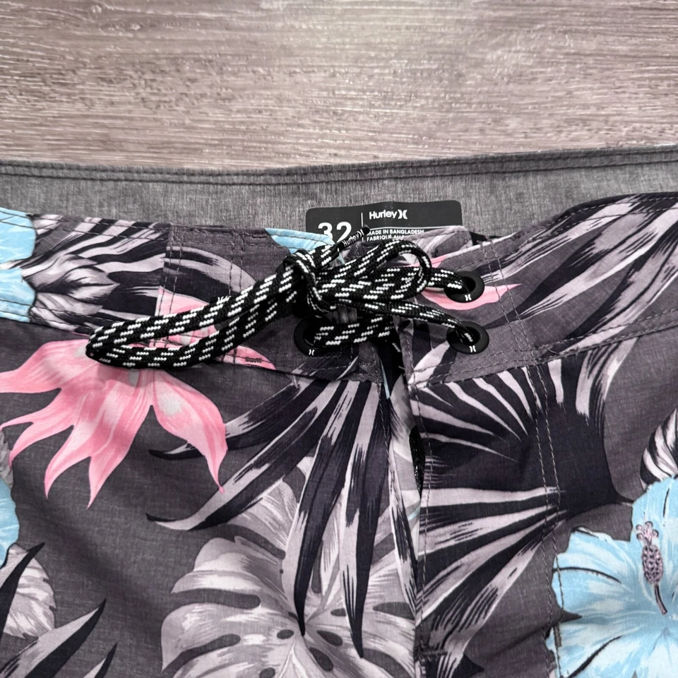 Hurley Board Shorts 32 Hombres Azul Floral Bañador Surf Palma Hawaiano Surfista Foto 3 de 4