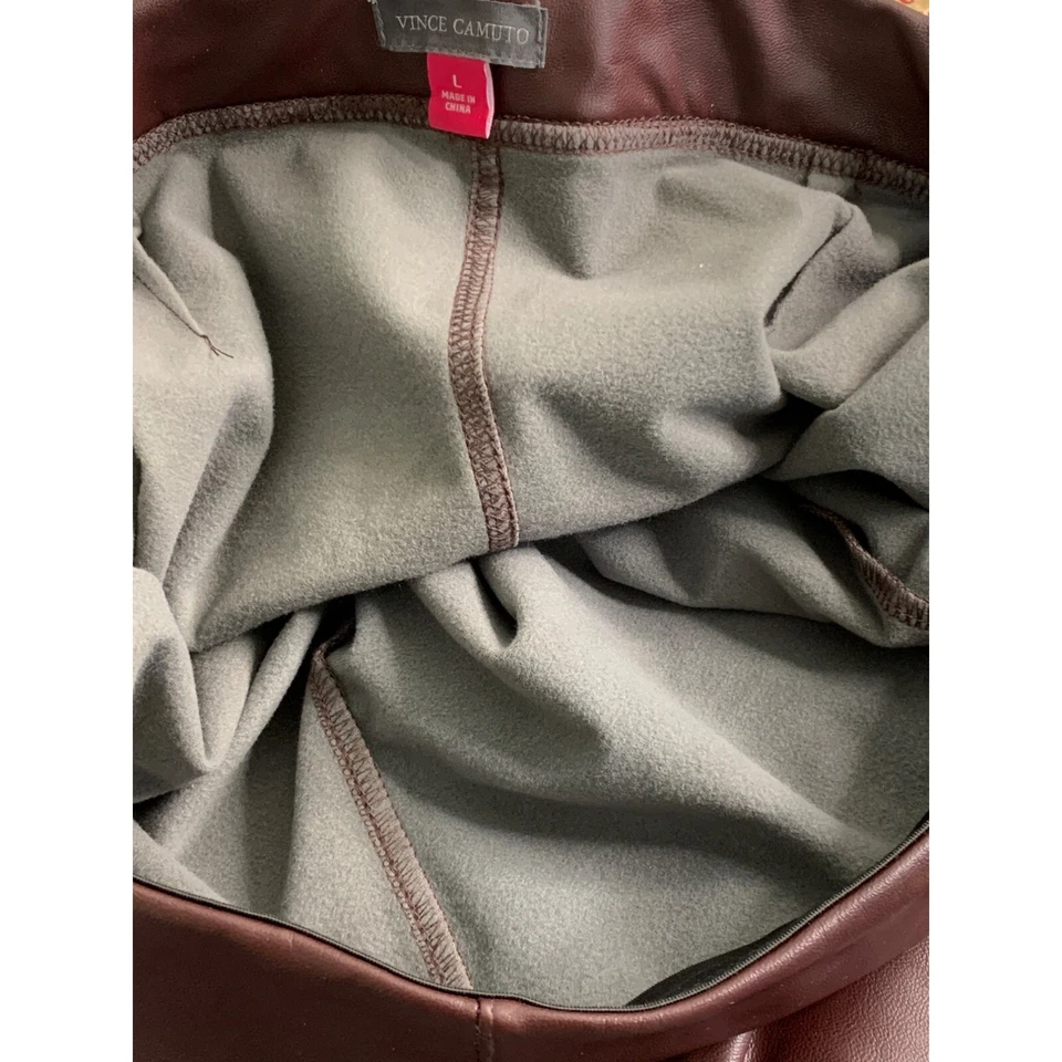 Vince Camuto Mujer Imitación Cuero Leggings Pantalones Talla L Borgoña Pull On 7380 Foto 4 de 4