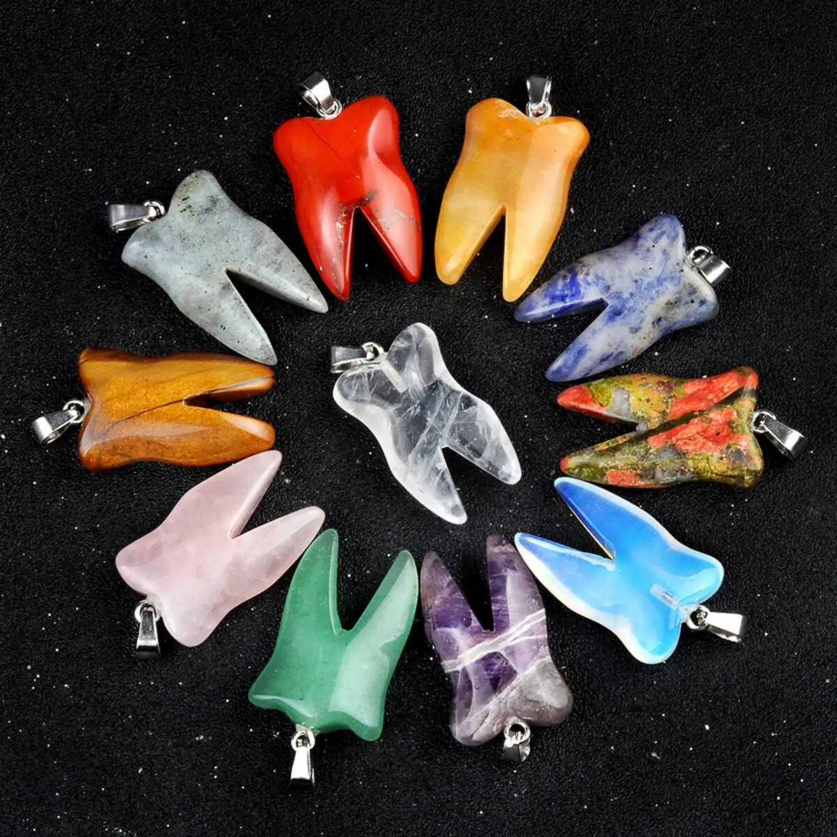 Tooth Necklace for Women Men Handmade Craved Teeth Pendant Healing Chakra  Choker