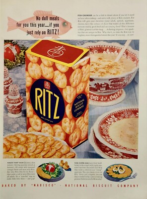 1941 Ritz Crackers Nabisco Print Ad Ephemera Wall Art Decor