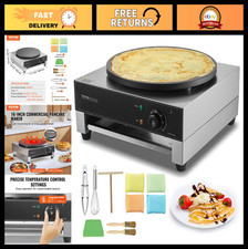 16" Electric Crepe Maker - 1700W Nonstick Griddle, Temp Control, Commercial Panc