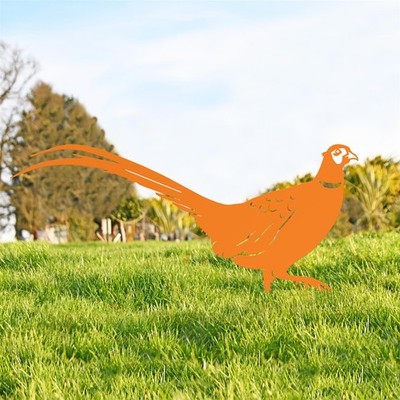 Neue Fasansilhouette mit Ringhals aus Stahl - orange