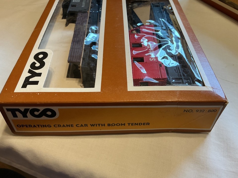 Vintage Tyco HO Scale Operating Crane Car With Boom Tender # 932 in box ...