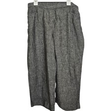 J.Jill Love 100 Linen Wide Leg Crop Pants L Gray Lagenlook Coastal Minimalist