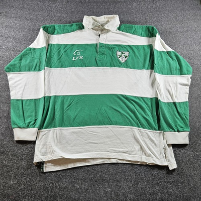 #ad Live For Rugby Polo Shirt Mens 2XL Green White Stripe Long Sleeve Ireland Crest $24.99