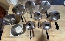 16 pcs Vtg Revere Ware Post 68 Copper Stainless Steel 1801 w/Lids Pan Set -lot#1