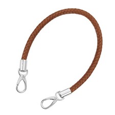50cm Short Leather PU Braided Purse Replacement Handle Brown Silver