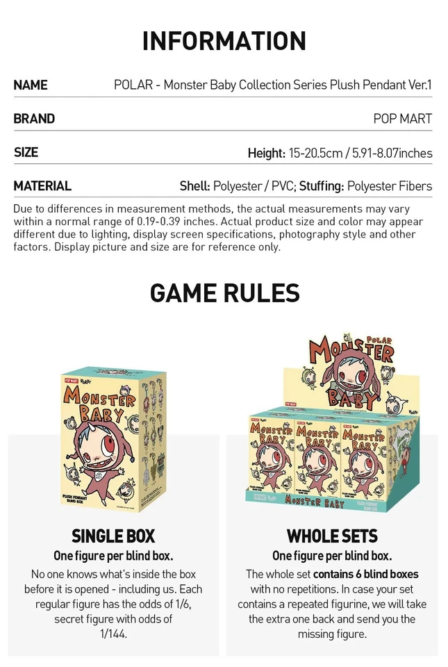Polar-monster Baby Collection Series Blind Box Plush Pendant Ver.1 Toy Gift Hot - Image 4 of 4