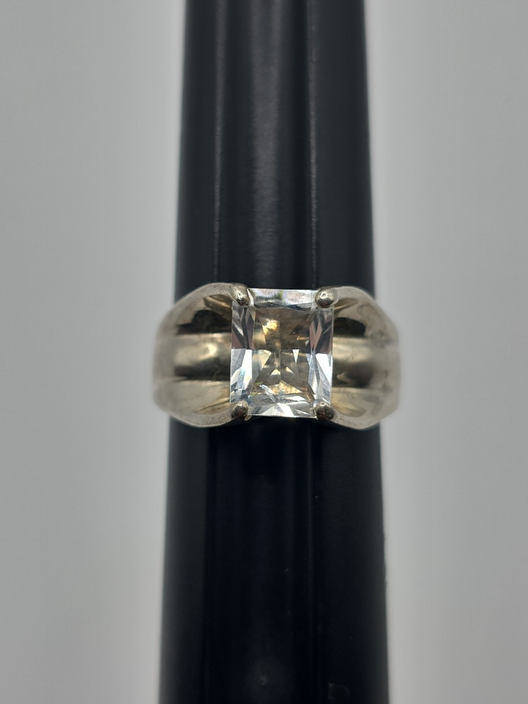 NF Sterling Silver 925 Rectangular Clear Topaz Ri… - image 6