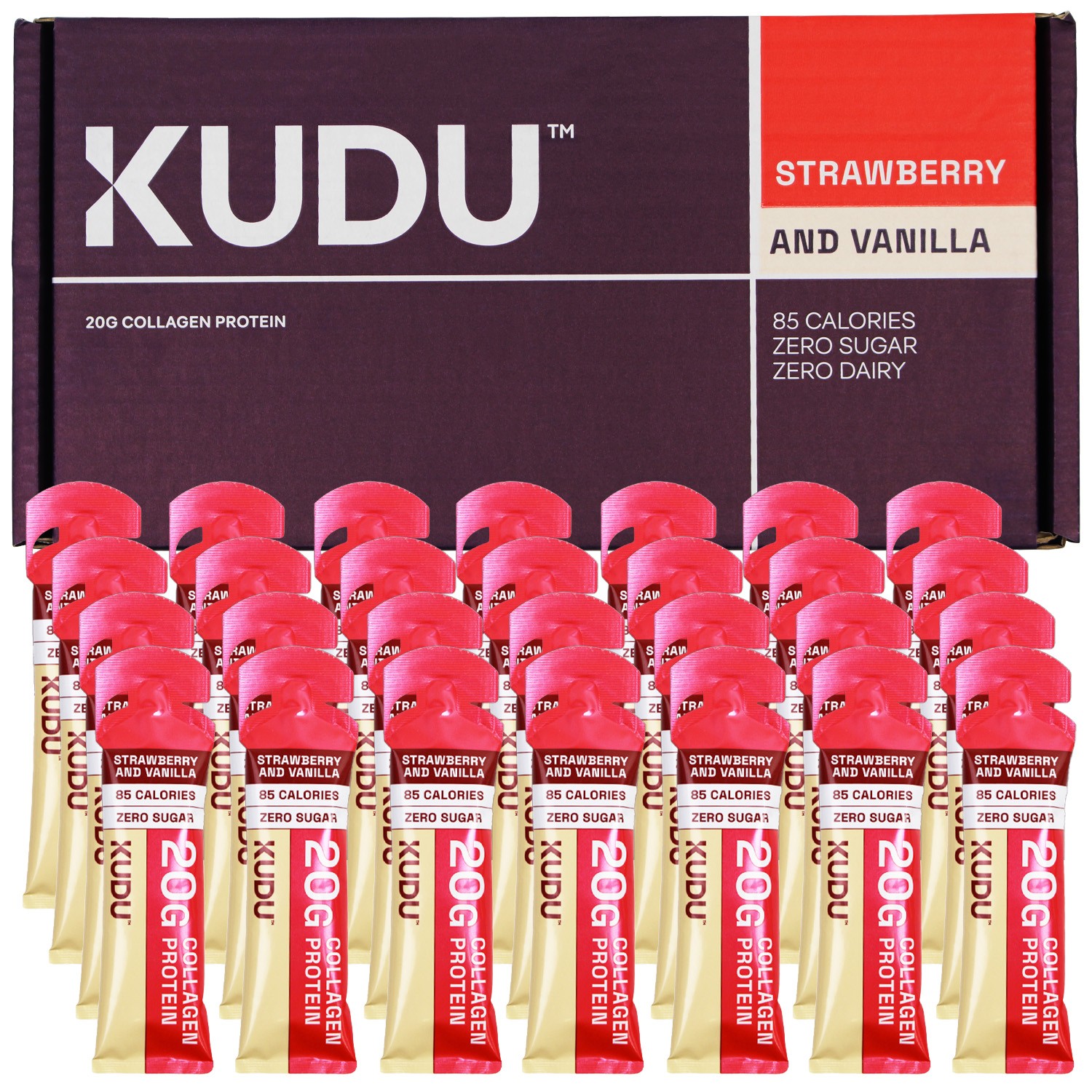 Kudu - Liquid Collagen - Hydrolyzed Bovine Collagen - 20g Protein - Strawberr...