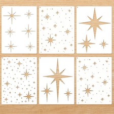 6 Pcs Large Star Painting Stencils 6 Pcs Reusable PET Plastic Twinkle Star Pa...
